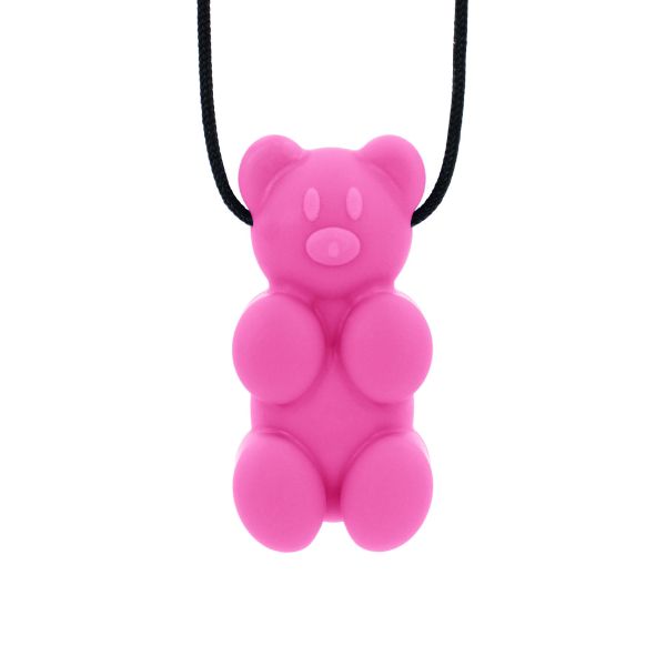 Rosa Tugghalsband Gummibjörn i slitstarkt och BPA-fritt material.