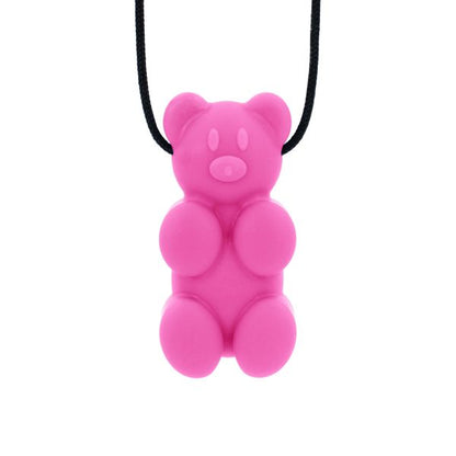 Rosa Tugghalsband Gummibjörn i slitstarkt och BPA-fritt material.