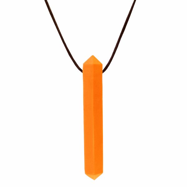 Tugghalsband Krypto-Bite i orange färg, format som en kristall