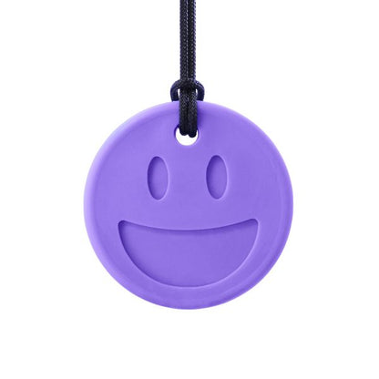 Lila tugghalsband i smileyform, perfekt som hjälpmedel vid autism