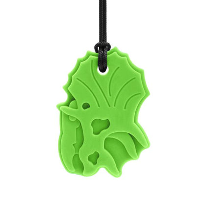 Limegrön Triceratops som ger varierad tuggstimulans och lindrar stress.