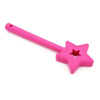 Rosa Trollspö i närbild, ger lugnande tuggstöd.